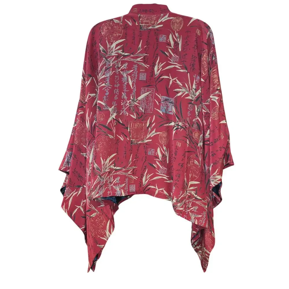 eee 100% silk, Chinese kimono inspired cardigan‎ cape sz OS